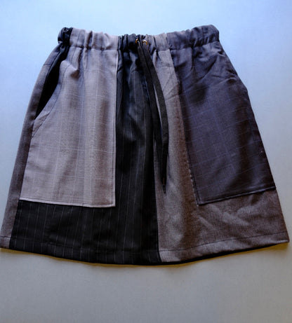 〈remake〉wool patch work mini skirt