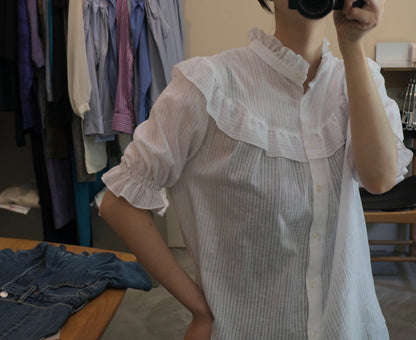 White Frill Collar Blouse