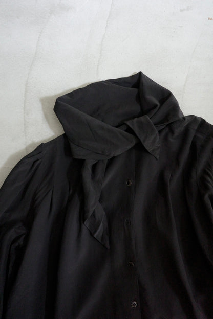 Vintage Black Scarf Collar Blouse