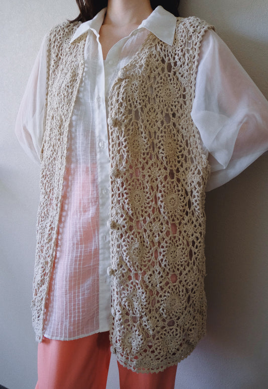 crochet long vest
