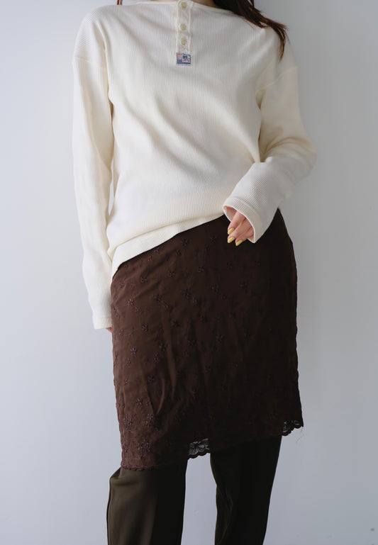 vintage embroidery brown skirt
