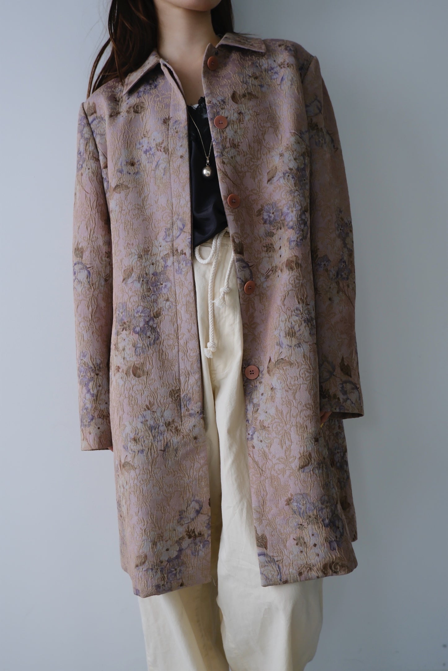 embossed embroidery spring coat