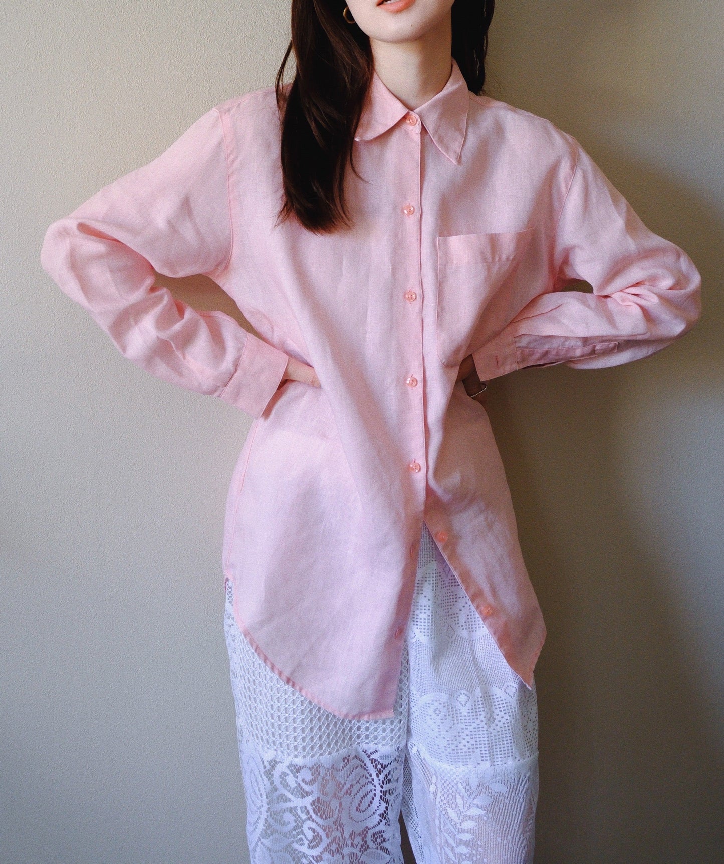 linen sweet pink shirt