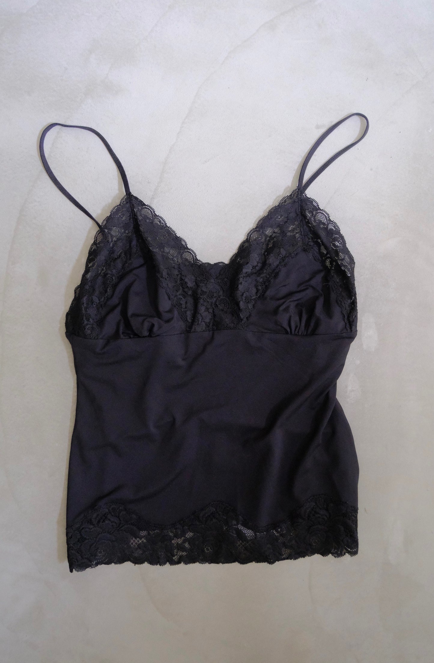 Vintage Black Lace Trim Camisole