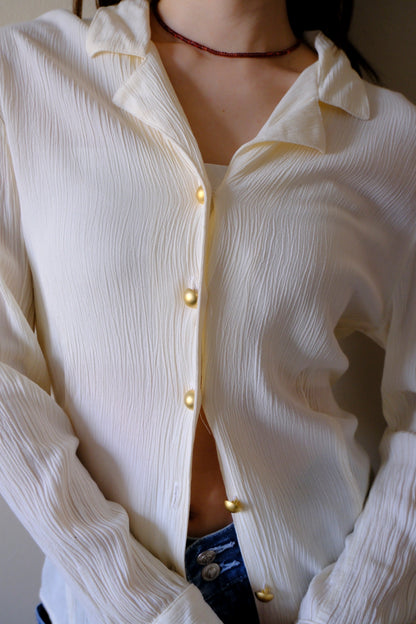 Gold button sheer blouse