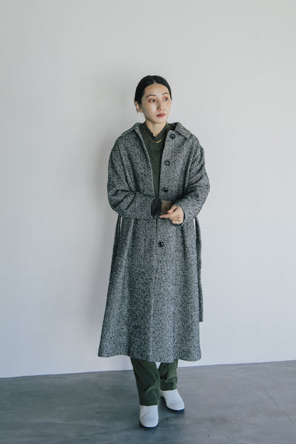 【 a pupil 】ribbon belted tweed coat